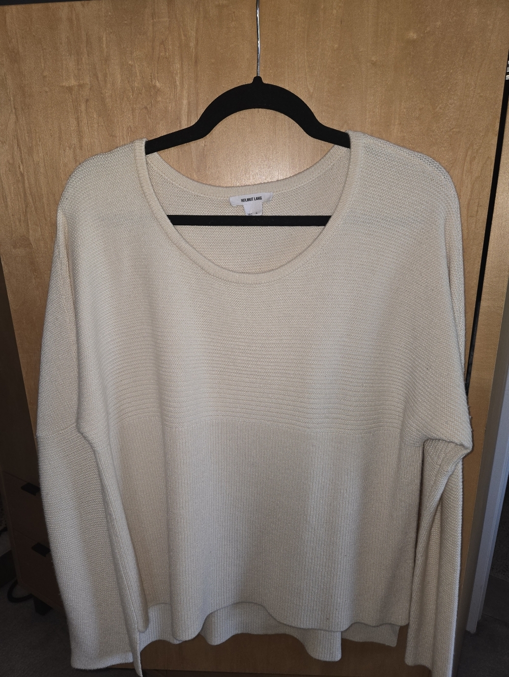Helmut Lang. Light Cream Knit Sweater - Cozy Textured Pullover